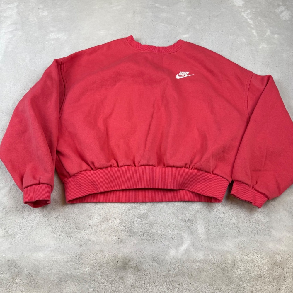 Nike Sportswear Kids Fleece Crewneck Sweatshirt Pink Logo Pullover Size Large